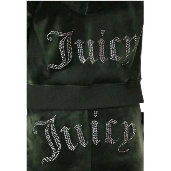 NWT JUICY COUTURE Velour OG Booty Bling Tracksuit Set Green Y2K 90s Large - Picture 2 of 9